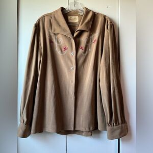 Scully Tan Embroidered Shirt